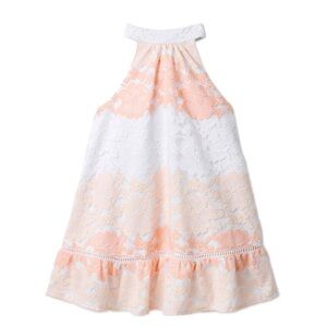 Janie and Jack Peach and White Floral Lace Dress